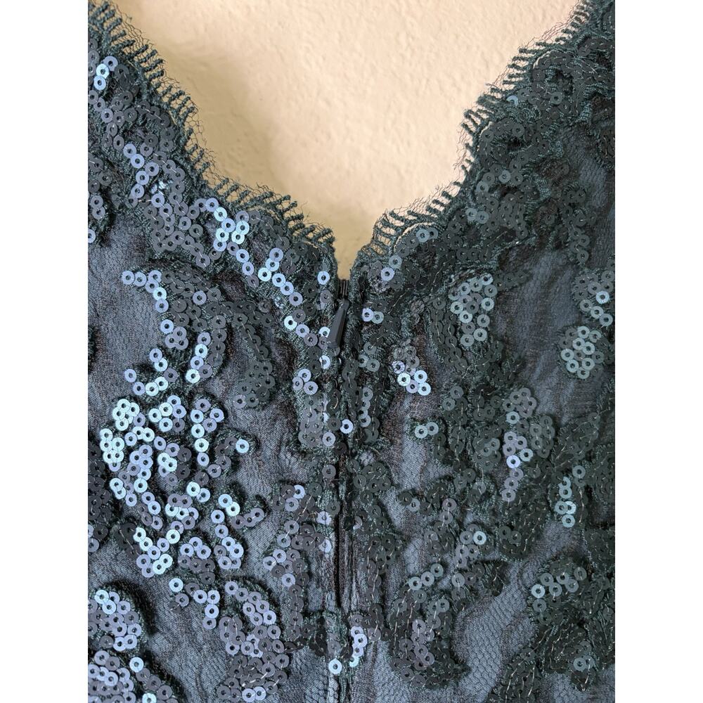 Tadashi Shoji Paillette Blue Embroidered Lace Sequin Sheath Dress Size 8 Regal - Picture 7 of 8